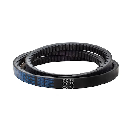 D&D CX76 Cogged, Classical V-Belt, 80 in Outside Length, 7/8 in Top Width, 17/32 in Thickness, 1 Ribs CX76